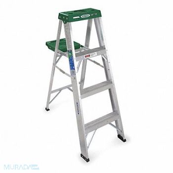 WERNER Stepladder Aluminum 4 ft H 225 lb Cap., 4GNK6