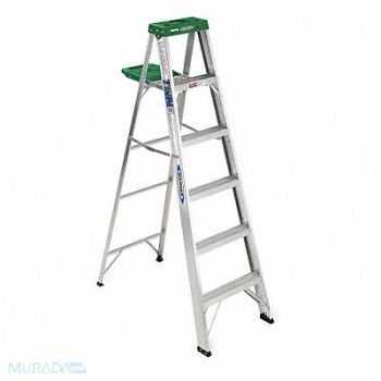 WERNER Stepladder Aluminum 6 ft H 225 lb Cap., 4GNK7