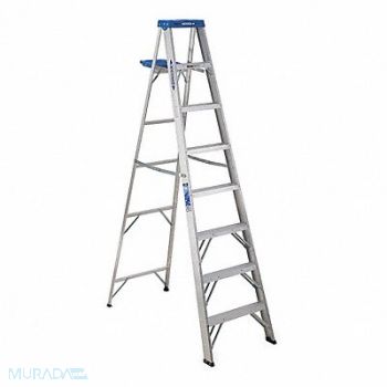 WERNER Stepladder Aluminum 8 ft H 250 lb Cap., 4GNK8