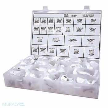 GRAINGER APPROVED FlatHeadScrewAssort In ChromePltd 120pcs, 4GUX4