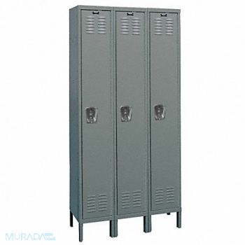 HALLOWELL G3755 Wardrobe Locker Lvrd 3 Wide 1 Tier Gray, 4HA76
