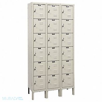 HALLOWELL E1559 Box Lockr Lvred 3 Wide 6 Tier Tan, 4HE20