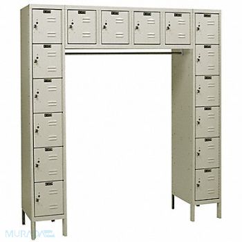 HALLOWELL G3803 Box Lockr/Coat Rod Lvrd 6 Wide Tan, 4HE43