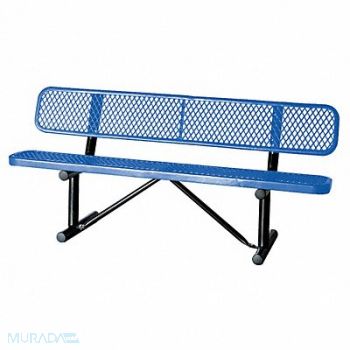 GRAINGER APPROVED E0153 Outdoor Bench 72 in L 24 in W Blue, 4HUT2