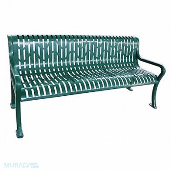 GRAINGER APPROVED E5608 Outdoor Bench 74 in L 33-1/4 in H Grn, 4HUT9