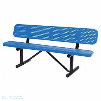 GRAINGER APPROVED E5610 Outdoor Bench 72 in L 24 in W Blue, 4HUU2