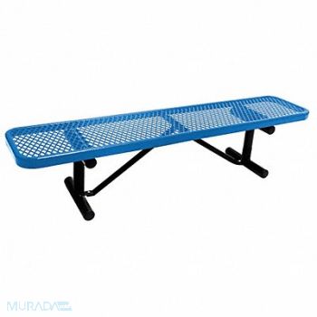 GRAINGER APPROVED E5612 Outdoor Bench 72 in L 16-3/8 in H Blue, 4HUU6