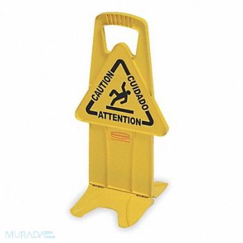 RUBBERMAID COMMERCIAL PRODUCTS Floor Sign Yellow Polypropylene 25 in H, 4HY61
