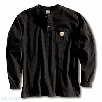 CARHARTT Long Sleeve Henley Black 2XL, 4JFC8