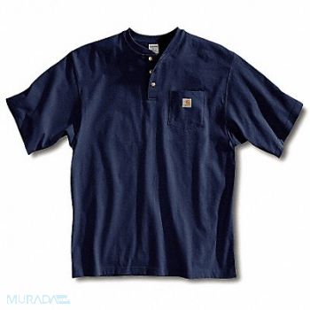 CARHARTT Short Sleeve Henley Navy 2XL, 4JFH3