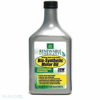 RENEWABLE LUBRICANTS Engine Oil 30 Bio-Synthetic 1qt, 4JPT2