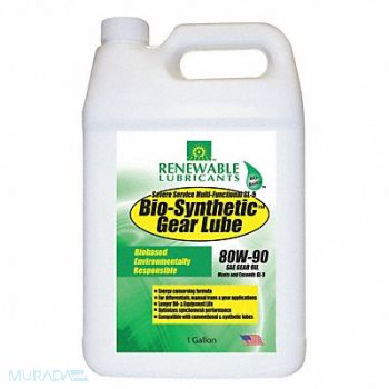 RENEWABLE LUBRICANTS Gear Oil Bio-Synthetic 1 gal 80W90, 4JPT7