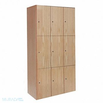 HALLOWELL Lckr 3x3Lckr Lt Wood 72 x45 x18 Assm, 4JWX6