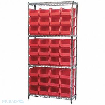 AKRO-MILS D5519 Bin Shlvng 14inx74inx36in Red, 4KET7