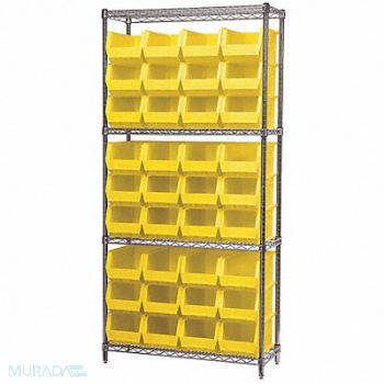 AKRO-MILS D5519 Bin Shlvng 14inx74inx36in Yellow, 4KET8