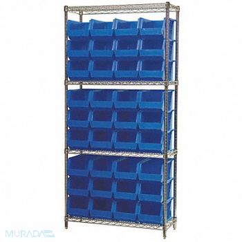 AKRO-MILS D5519 Bin Shlvng 14inx74inx36in Blue, 4KET9