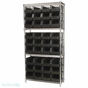 AKRO-MILS D5519 Bin Shlvng 14inx74inx36in Black, 4KEU3