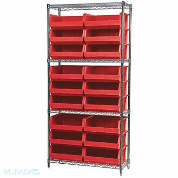 AKRO-MILS D5521 Bin Shlvng 14inx74inx36in Red, 4KEU5