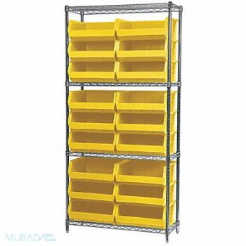 AKRO-MILS D5521 Bin Shlvng 14inx74inx36in Yellow, 4KEU6