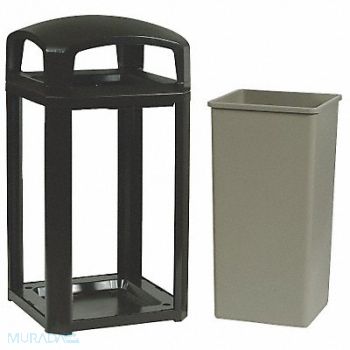 RUBBERMAID COMMERCIAL PRODUCTS Trash Can 50 gal Black Polycarbonate, 4KFP5
