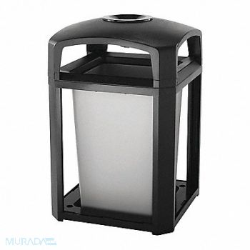 RUBBERMAID COMMERCIAL PRODUCTS Ash/Trash Can 35 gal Black Polycarbonate, 4KFP7
