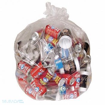 TOUGH GUY Trash Bags 65 gal.. Clear PK50, 4LGH3