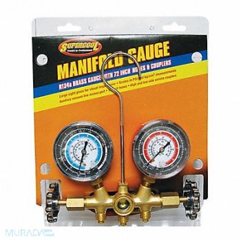 SUPERCOOL A/C Manifold Gauge 10 1/2 in Brass, 4LTW4