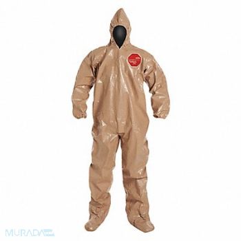 DUPONT D2262 Hooded Coveralls Tan XL Elastic PK6, 4LTZ1