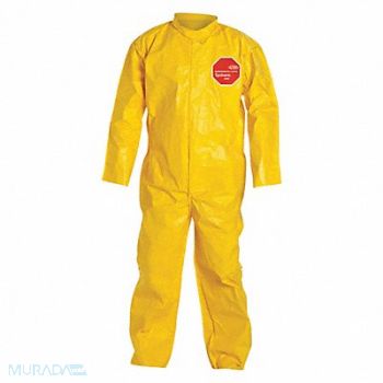 DUPONT D2249 Collared Coveralls Yellw 4XL PK12, 4LUA1