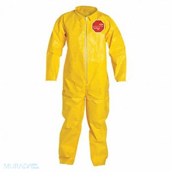 DUPONT D2248 Collared Coveralls Yellw 4XL PK12, 4LUD7