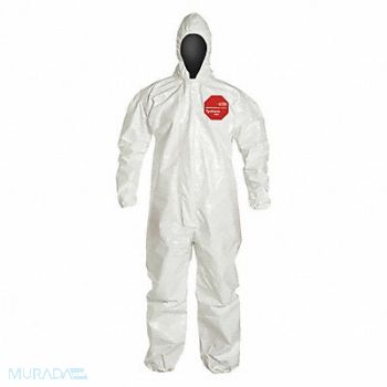 DUPONT Hooded Coverall Elastic White 7XL PK6, 29EX04