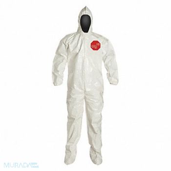 DUPONT D2259 Hooded Coveralls White 4XL Elastic PK12, 4LUJ7