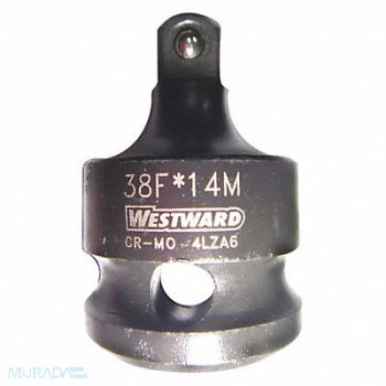 WESTWARD Impct Skt Adpt Steel Blk Oxd 3/8 in, 4LZA6