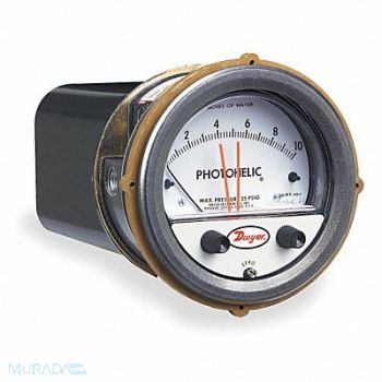 DWYER K4580 Pressure Gauge 0 to 10 In H2O, 4ME81