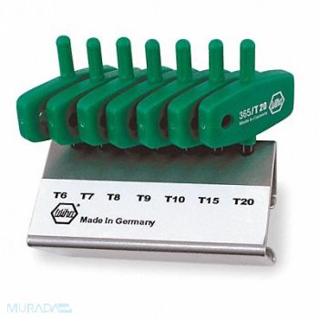 WIHA Torx Key Set T Shape 1 1/2 to 1 3/4 in, 4NB68