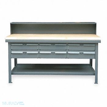 STRONG HOLD Workbench Butcher Block 60 W 36 D, 4NWH7