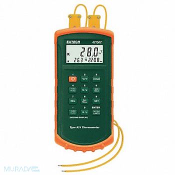 EXTECH Thermocouple Thermometer 2 In Type J K, 6RGK5