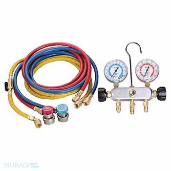 DAYTON Manifold Gauge Set 2 Valve 3 Hoses, 4PDF7