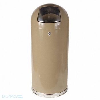 TOUGH GUY Trash Can Round 15 gal Beige, 4PGF9