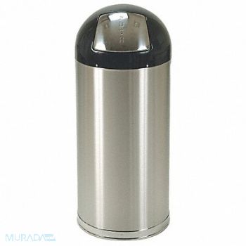 TOUGH GUY Trash Can Round 12 gal Silver, 4PGG4