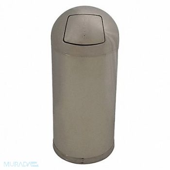 TOUGH GUY Trash Can Round 15 gal Silver, 4PGG5