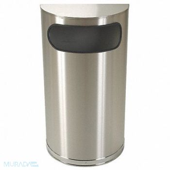 TOUGH GUY Wastebasket Half Round 9 gal Silver, 4PGG6