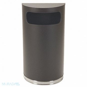 TOUGH GUY Wastebasket Half Round 9 gal Black, 4PGG7
