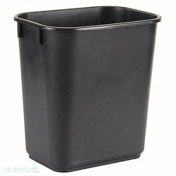 TOUGH GUY D2128 Wastebasket Rectangular 3-1/2 gal Black, 4PGN2