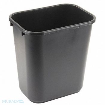 TOUGH GUY D2129 Wastebasket Rectangular 7 gal Black, 4PGN5