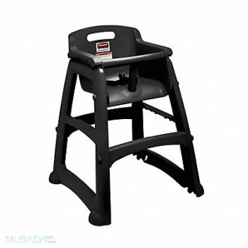 RUBBERMAID COMMERCIAL PRODUCTS Youth High Chair Black Includes Wheels, 4PLV9