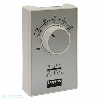 DAYTON Line Volt NP Analog Tstat 1H White DPST, 4PU48