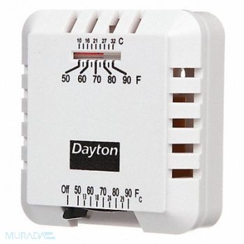 DAYTON Low Volt NP Analog Tstat Heat Square, 4PU51