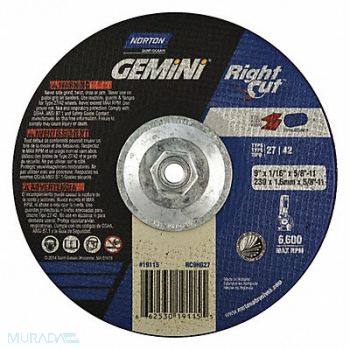 NORTON Depressed Ctr Wheel T27 9x0.06x5/8-11 AO, 4RA81