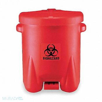 EAGLE Biohazard Step On Waste Container Red, 4RF69